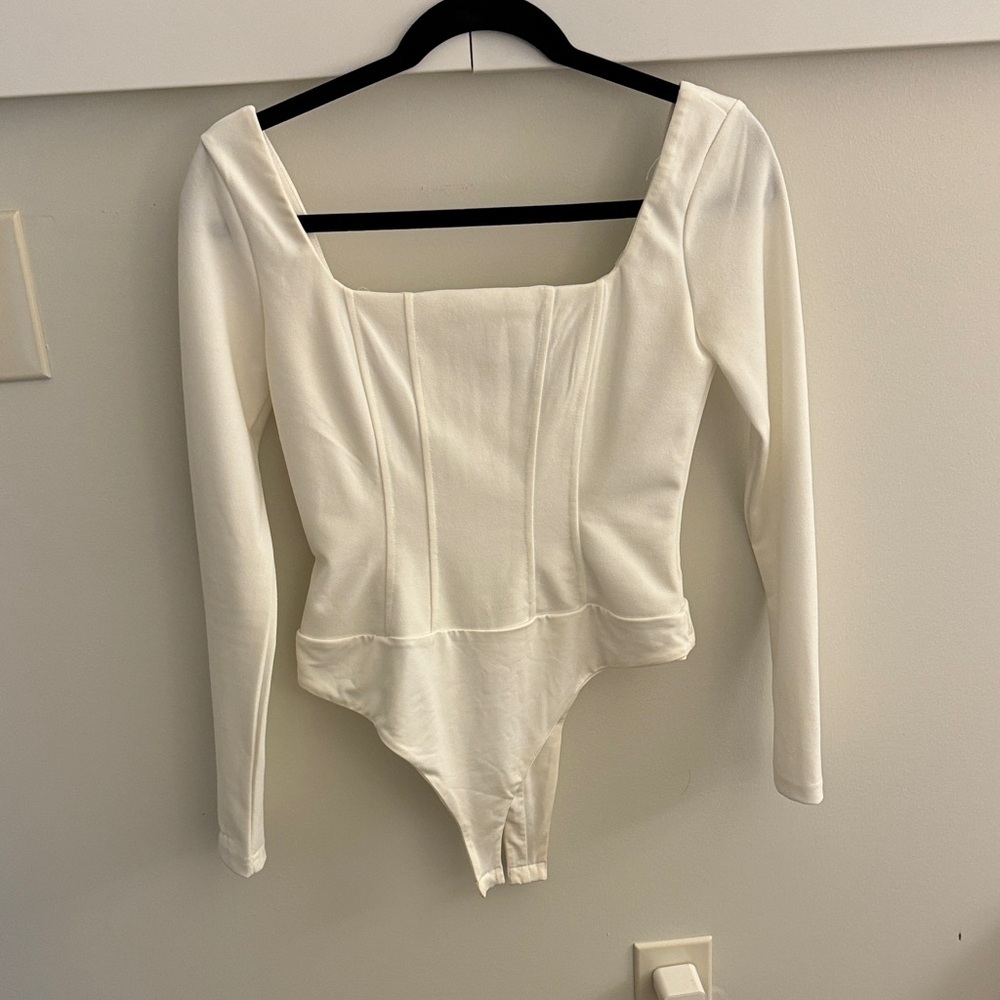 Princess Polly Cream white bodysuit long sleeve corset look - Picture 5 of 7